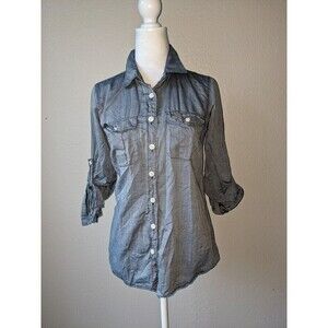 J.Crew Women's The Perfect Shirt Casual Blue Button Up Size XS Roll Tab Slee N25